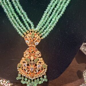 Green Beaded Gold color  Mala